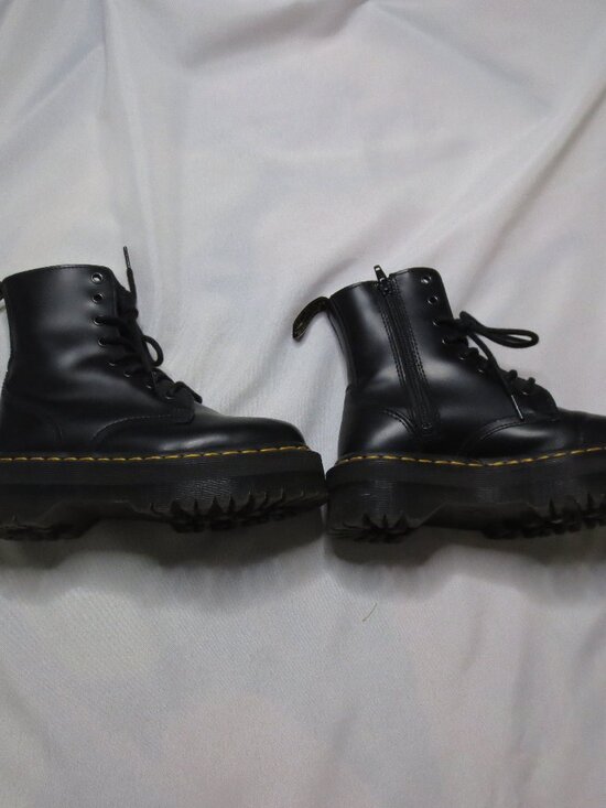 DR. MARTENS boots JADON air wair BLACK smooth leather COMBAT platform SIZE 4 main image 12